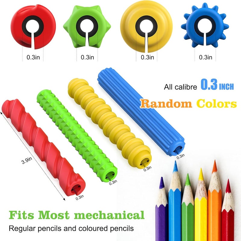 BUSOHA 4 Pack Textured Silicone Pencil Grips - Sensory Fidget for Classroom Textured Squishy Pencil Grips for Kids Handwriting ADHD Tools for Anxiety Relief Items Stocking Stuffers Gift - Image 2